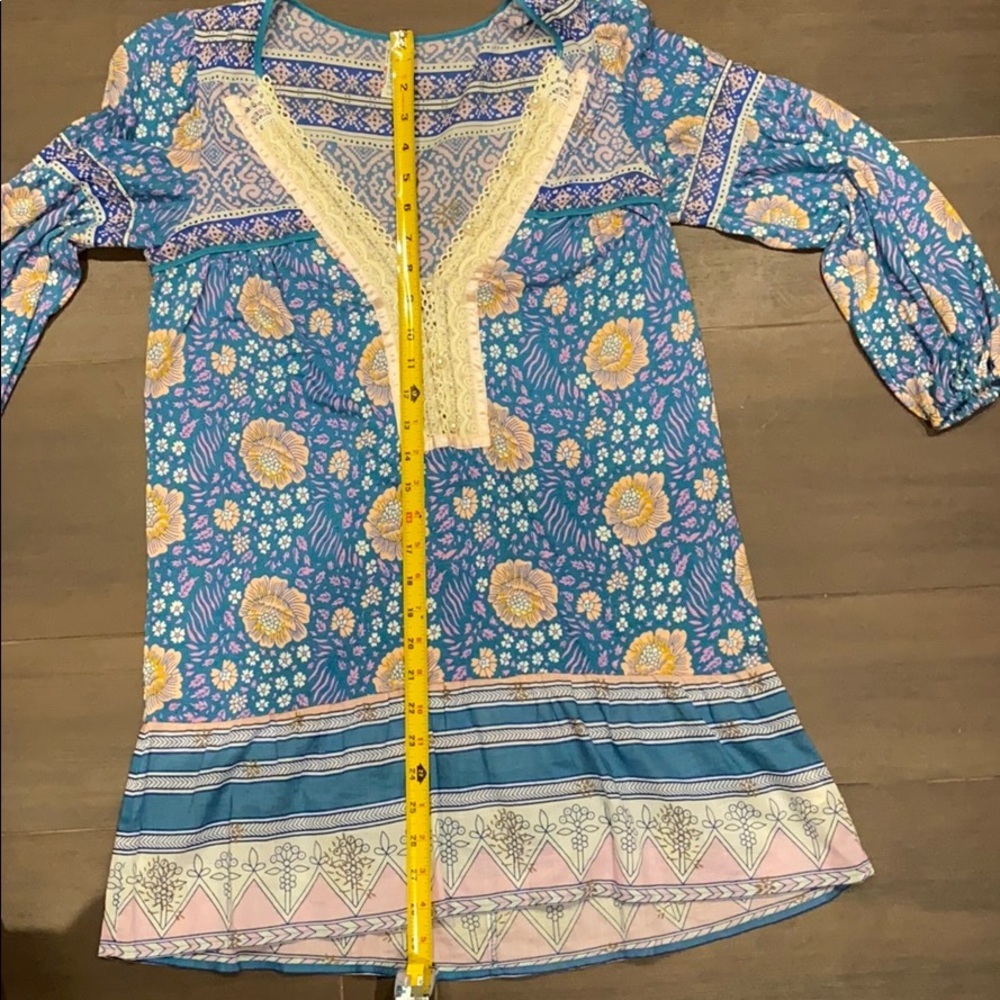Free People Floral Tunic with Pearl Buttons - Picture 9 of 10